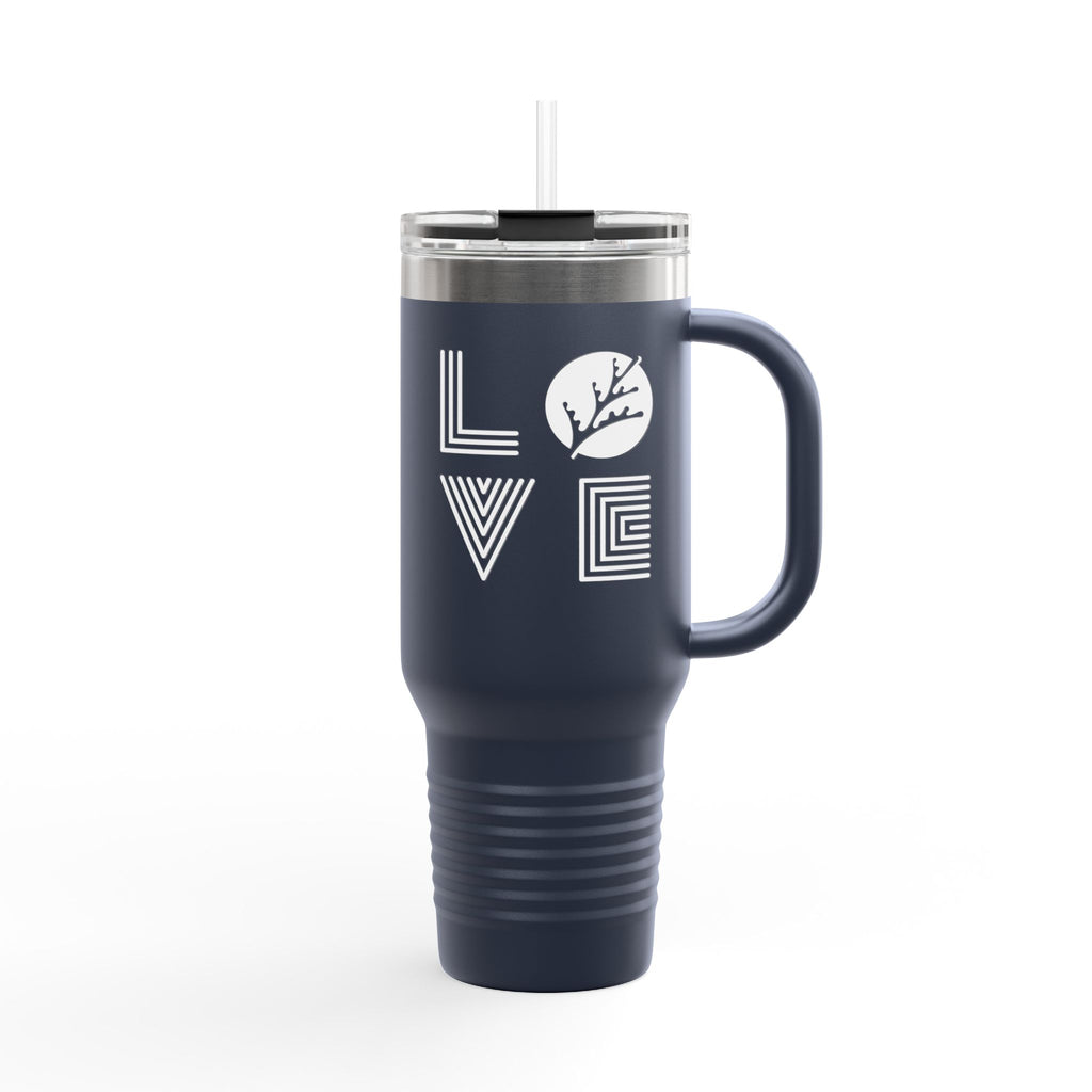 40oz Insulated Travel Mug with Handle — LOVE Cedar Park Design, Spill‑Resistant Tumbler for Commuting & Outdoors