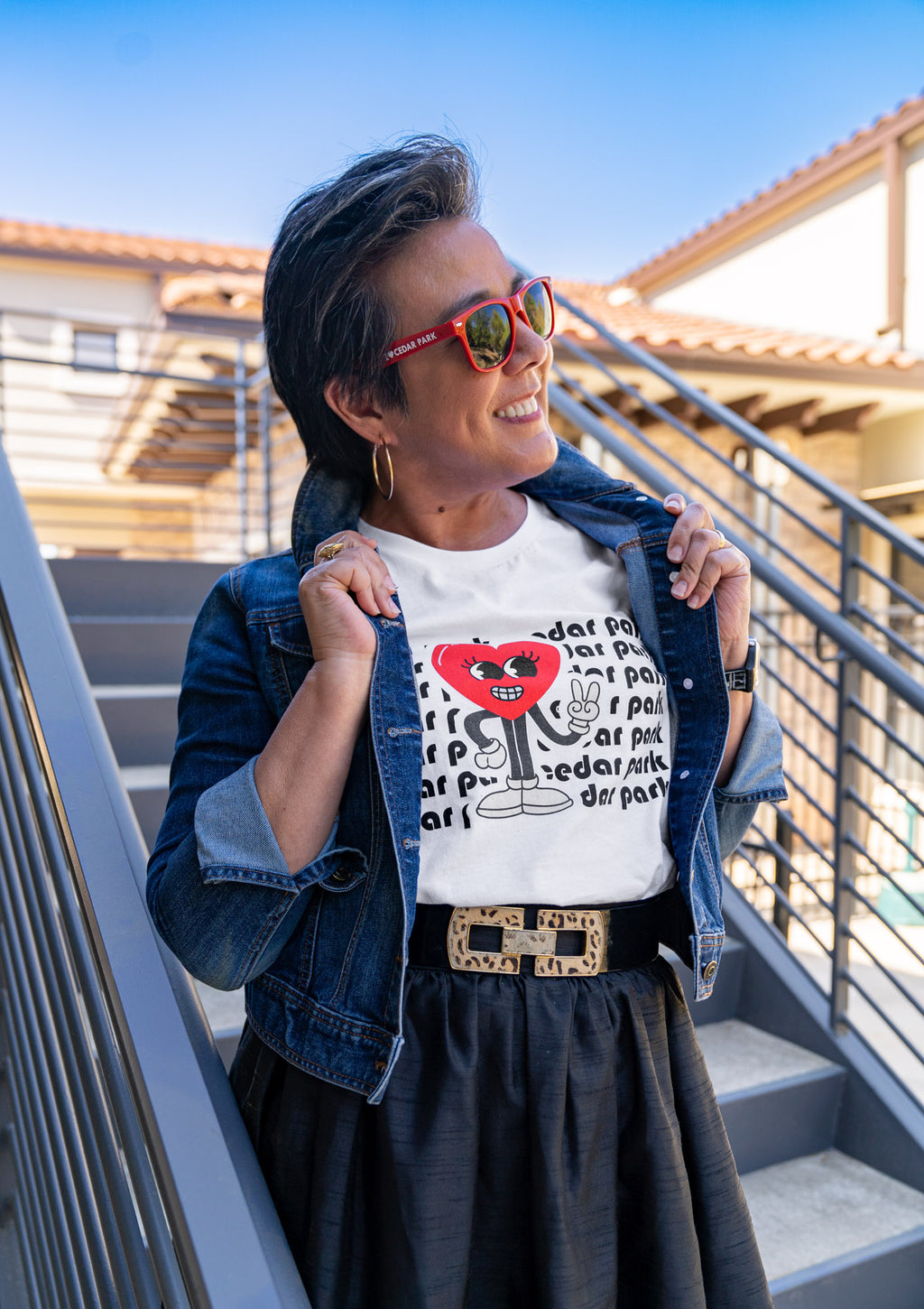 Cedar Park Heart Character Tee — Retro Cute Love Graphic T-Shirt