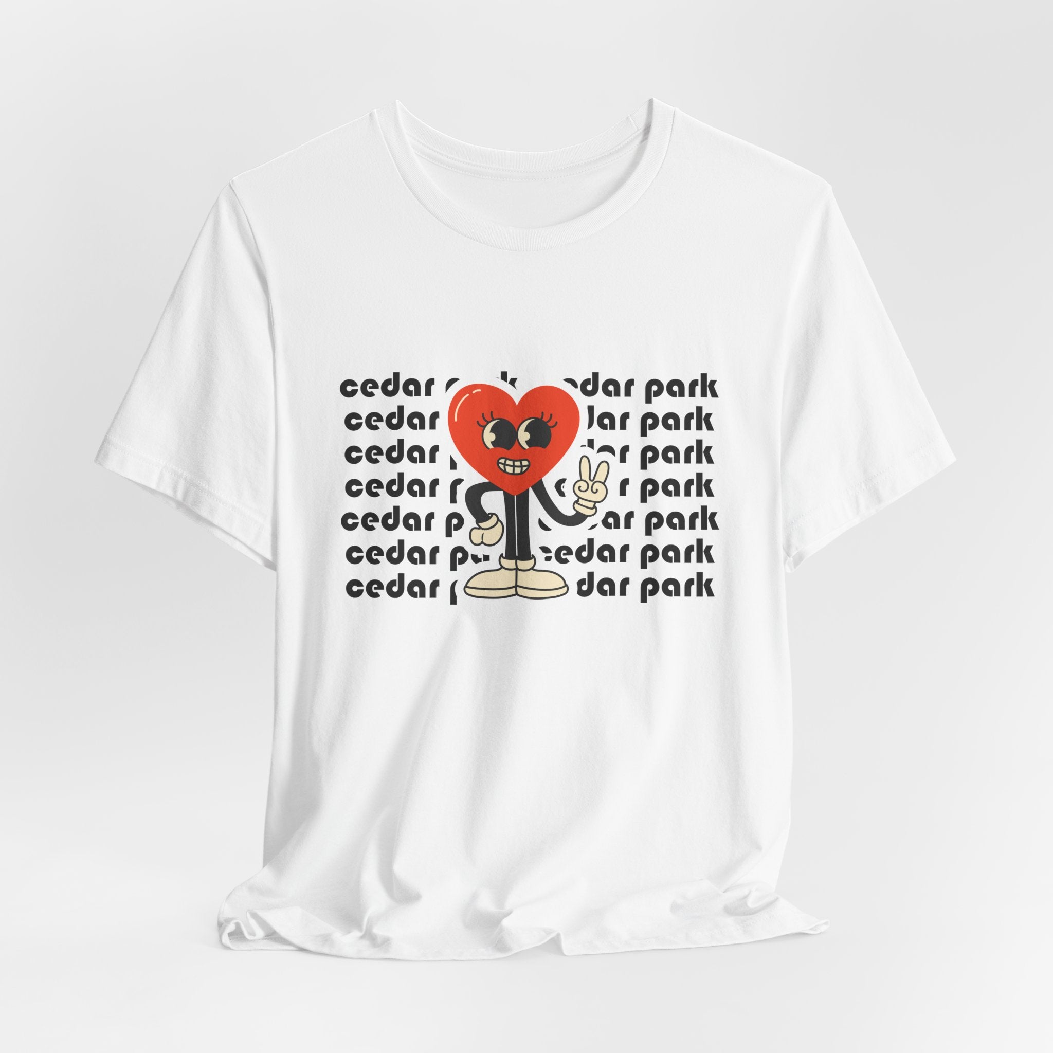 Cedar Park Heart Character Tee — Retro Cute Love Graphic T-Shirt