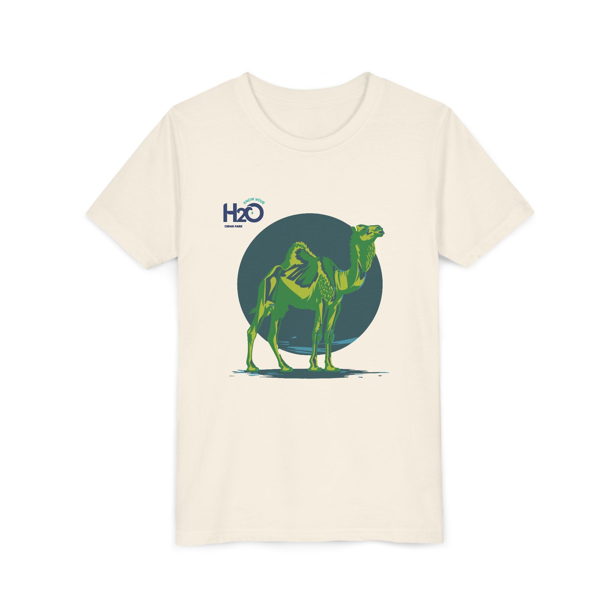 Know Your H2O Water Conservation Camel Mascot Youth Tee