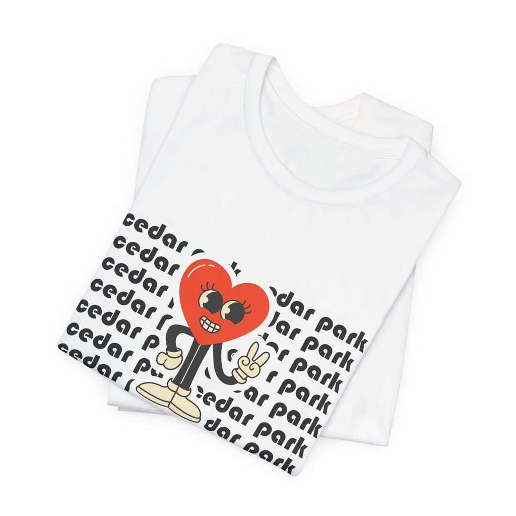 Cedar Park Heart Character Tee — Retro Cute Love Graphic T-Shirt