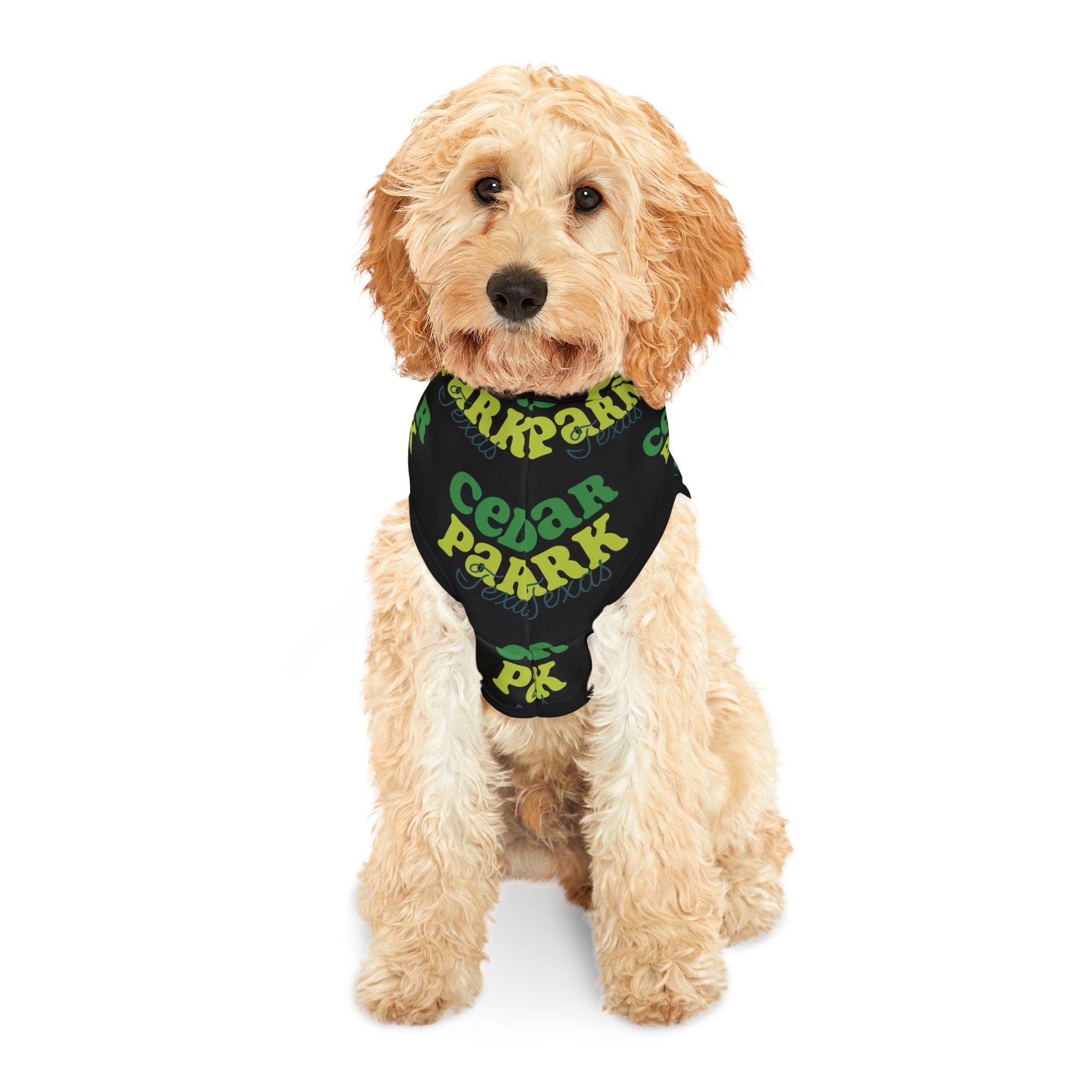 Cedar Park Pet Hoodie | Green Retro Logo Dog Hoodie